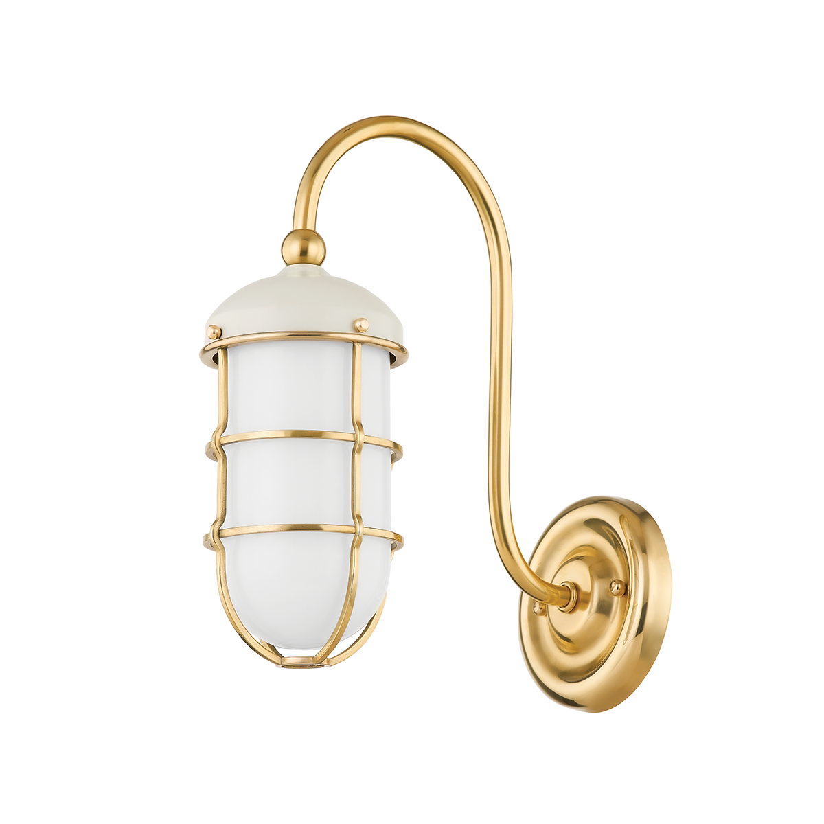 Hudson Valley Lighting Holkham Aged Brass/off White 4.75W x 4.75L x 12.75H Wall Sconce