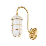 Hudson Valley Lighting Holkham Aged Brass/off White 4.75W x 4.75L x 12.75H Wall Sconce