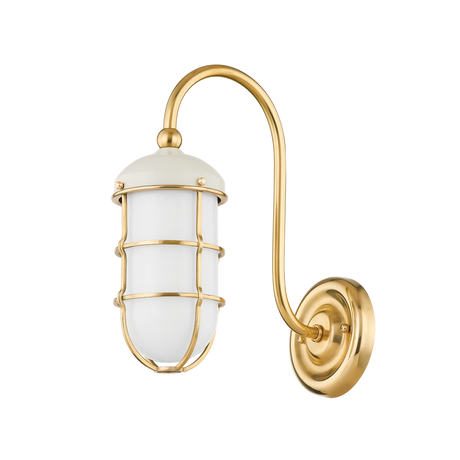 Hudson Valley Lighting Holkham Aged Brass/off White 4.75W x 4.75L x 12.75H Wall Sconce
