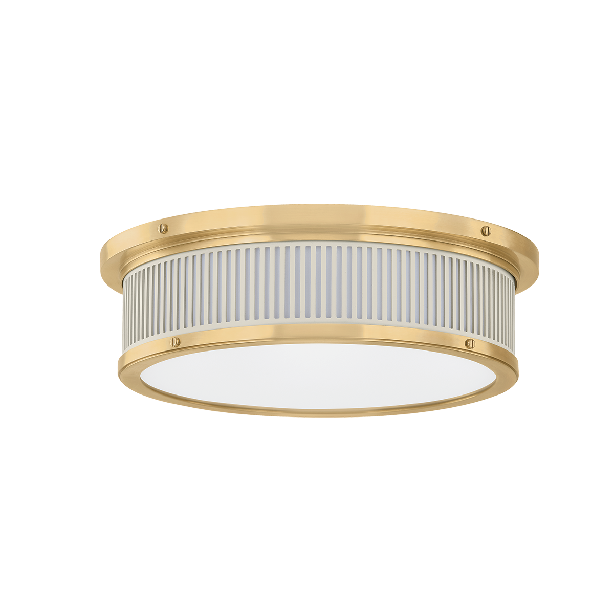 Hudson Valley Lighting Ashdown AGED BRASS/OFF-WHITE 14W x 4H Flush Mount