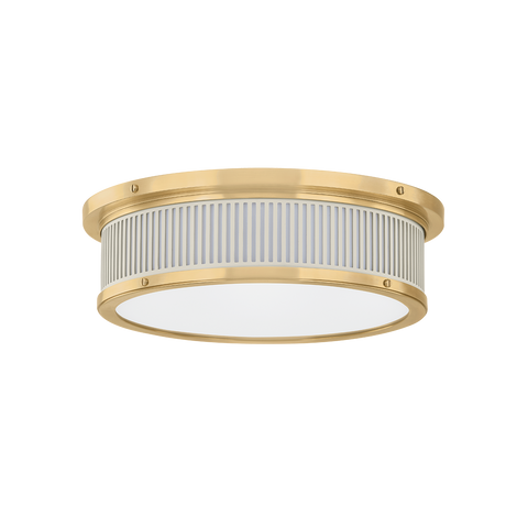 Hudson Valley Lighting Ashdown AGED BRASS/OFF-WHITE 14W x 4H Flush Mount