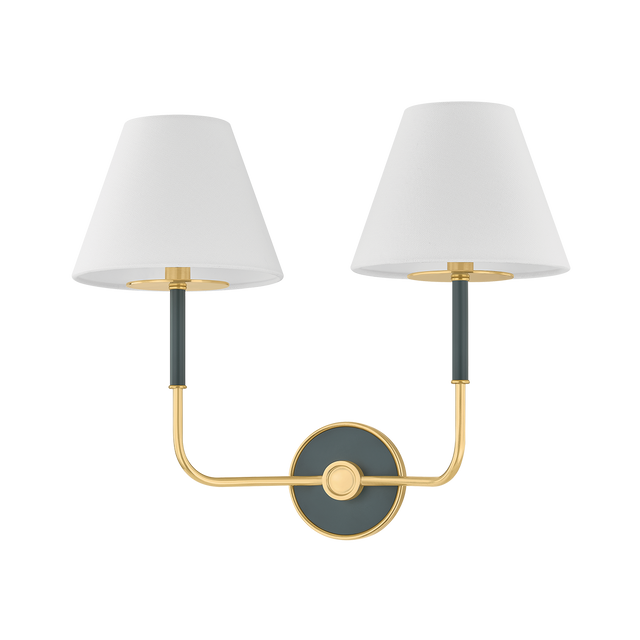 Hudson Valley Lighting Wedgewood AGED BRASS/SOFT STUDIO GREEN 19W x 16H Wall Sconce