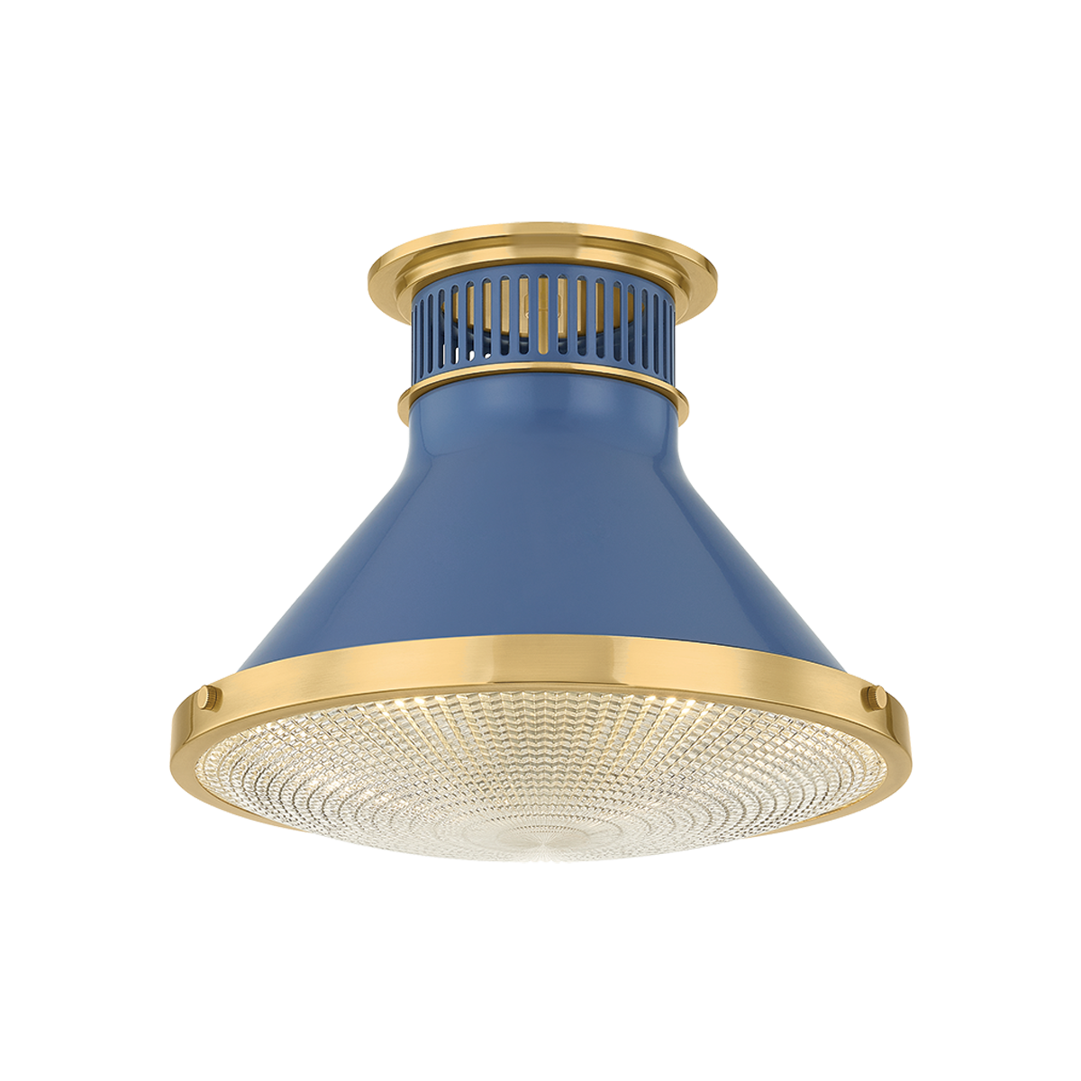 Hudson Valley Lighting Highclere AGED BRASS/SOFT FRENCH BLUE 12.75W x 9.75H Flush Mount