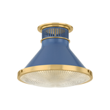 Hudson Valley Lighting Highclere AGED BRASS/SOFT FRENCH BLUE 12.75W x 9.75H Flush Mount