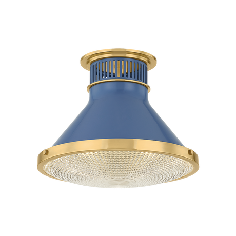 Hudson Valley Lighting Highclere AGED BRASS/SOFT FRENCH BLUE 12.75W x 9.75H Flush Mount