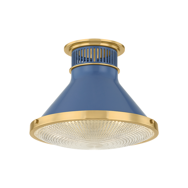 Hudson Valley Lighting Highclere AGED BRASS/SOFT FRENCH BLUE 12.75W x 9.75H Flush Mount