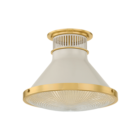 Hudson Valley Lighting Highclere AGED BRASS/OFF-WHITE 12.75W x 9.75H Flush Mount