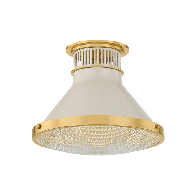 Hudson Valley Lighting Highclere AGED BRASS/OFF-WHITE 12.75W x 9.75H Flush Mount