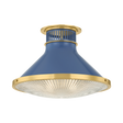 Hudson Valley Lighting Highclere AGED BRASS/SOFT FRENCH BLUE 17.75W x 12.25H Flush Mount