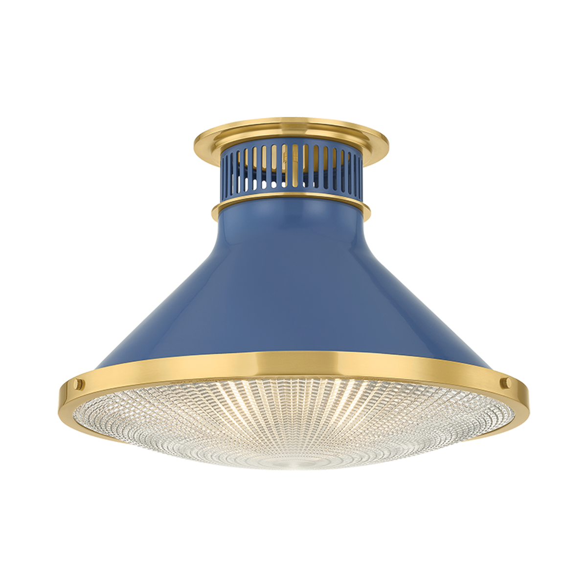 Hudson Valley Lighting Highclere AGED BRASS/SOFT FRENCH BLUE 17.75W x 12.25H Flush Mount