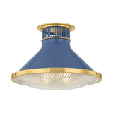 Hudson Valley Lighting Highclere AGED BRASS/SOFT FRENCH BLUE 17.75W x 12.25H Flush Mount