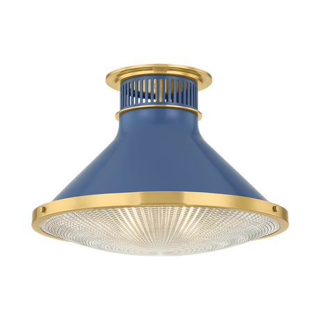 Hudson Valley Lighting Highclere AGED BRASS/SOFT FRENCH BLUE 17.75W x 12.25H Flush Mount