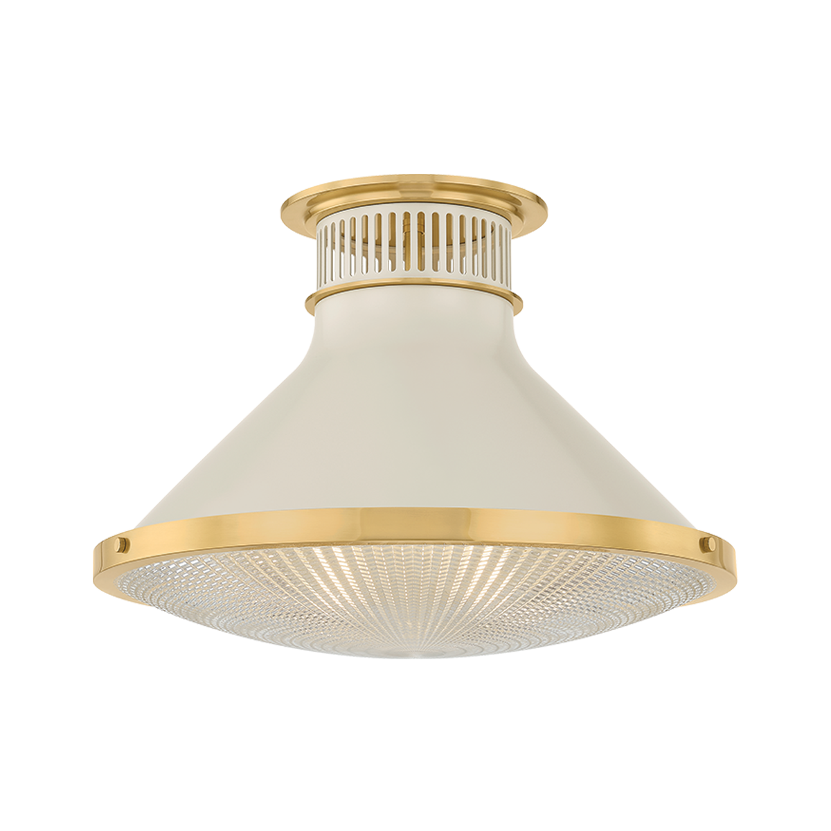 Hudson Valley Lighting Highclere AGED BRASS/OFF-WHITE 17.75W x 12.25H Flush Mount