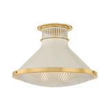 Hudson Valley Lighting Highclere AGED BRASS/OFF-WHITE 17.75W x 12.25H Flush Mount