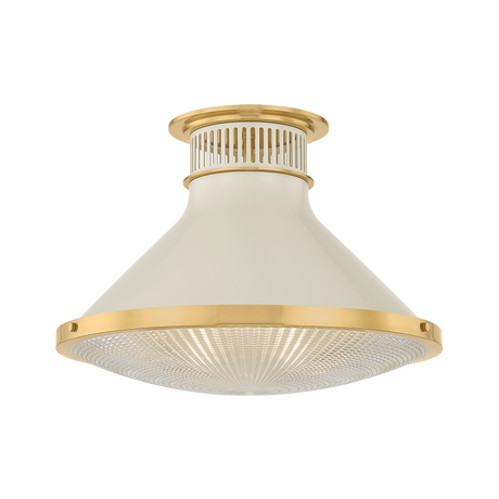 Hudson Valley Lighting Highclere AGED BRASS/OFF-WHITE 17.75W x 12.25H Flush Mount