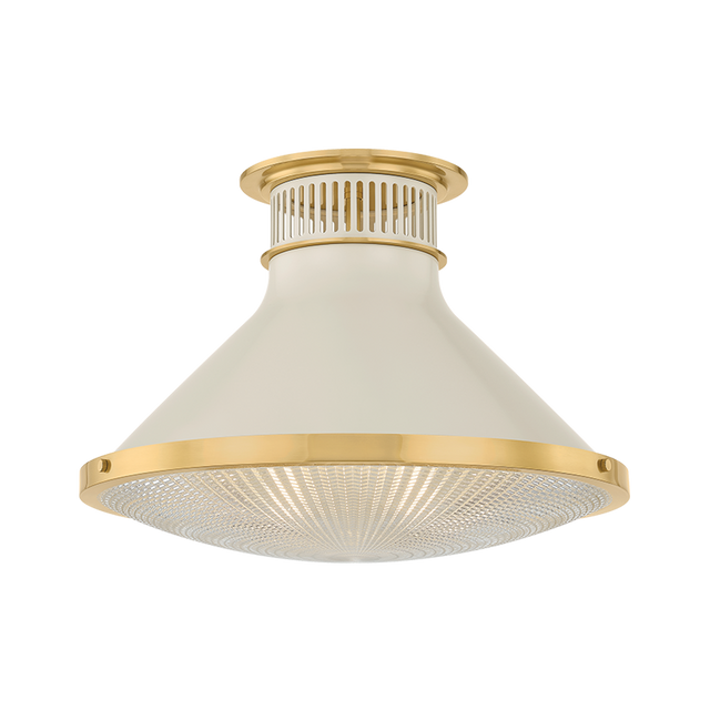 Hudson Valley Lighting Highclere AGED BRASS/OFF-WHITE 17.75W x 12.25H Flush Mount