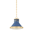 Hudson Valley Lighting Highclere AGED BRASS/SOFT FRENCH BLUE 12.75W x 12H Pendant