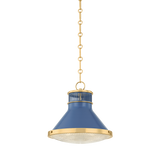 Hudson Valley Lighting Highclere AGED BRASS/SOFT FRENCH BLUE 12.75W x 12H Pendant