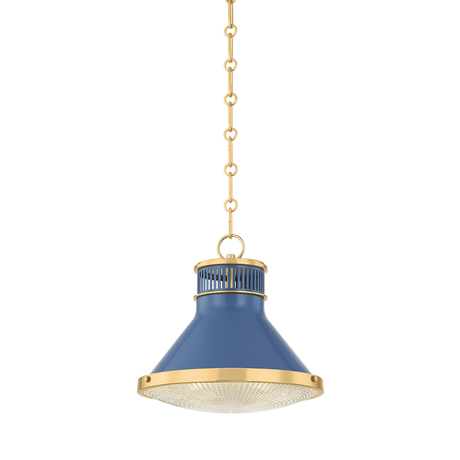 Hudson Valley Lighting Highclere AGED BRASS/SOFT FRENCH BLUE 12.75W x 12H Pendant