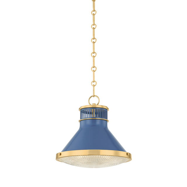 Hudson Valley Lighting Highclere AGED BRASS/SOFT FRENCH BLUE 12.75W x 12H Pendant