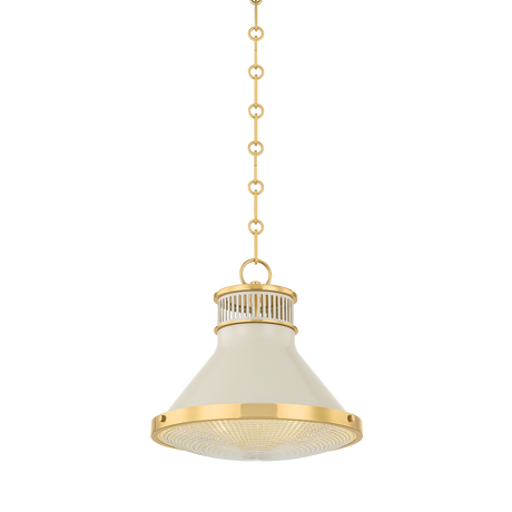 Hudson Valley Lighting Highclere AGED BRASS/OFF-WHITE 12.75W x 12H Pendant