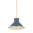 Hudson Valley Lighting Highclere AGED BRASS/SOFT FRENCH BLUE 17.75W x 14.5H Pendant