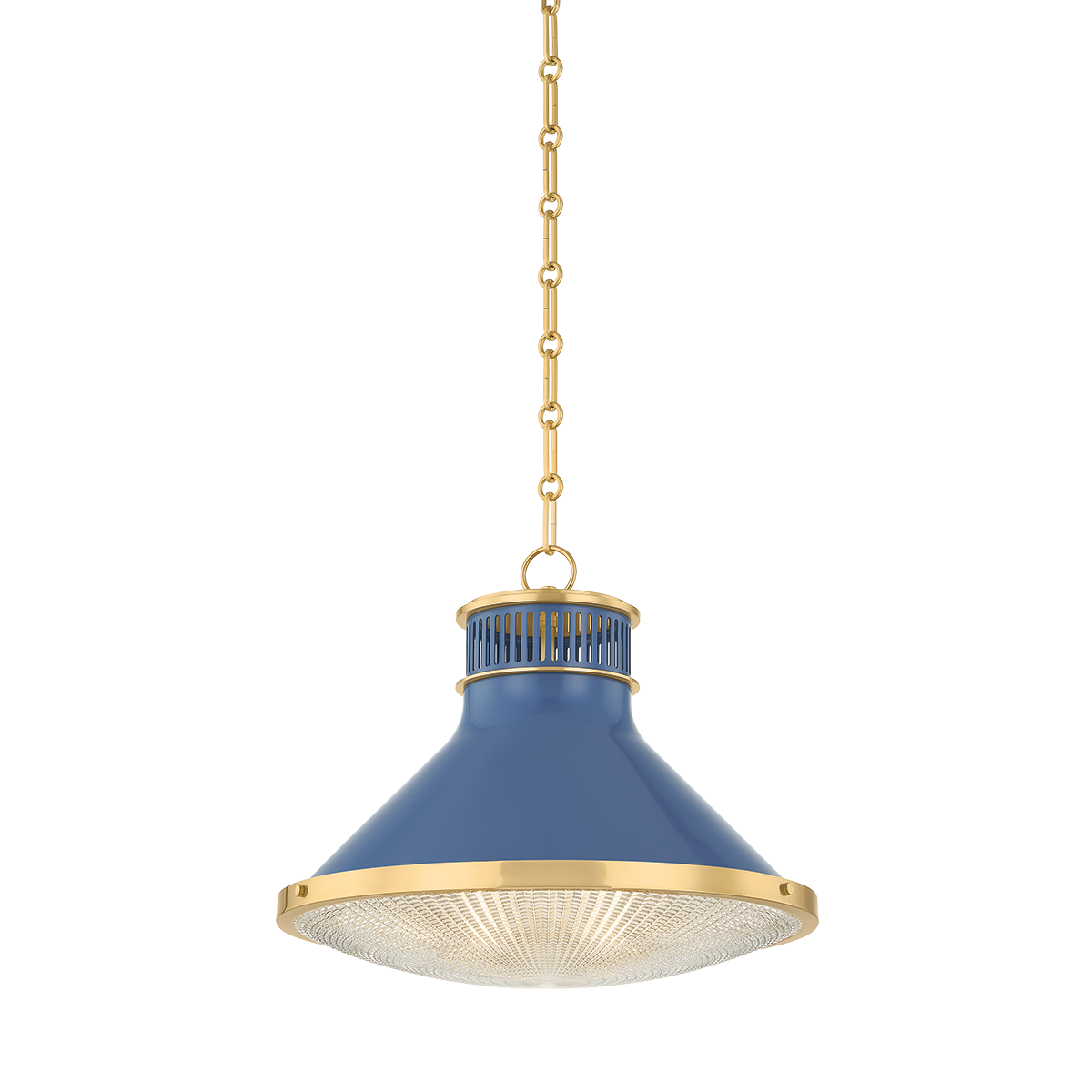 Hudson Valley Lighting Highclere AGED BRASS/SOFT FRENCH BLUE 17.75W x 14.5H Pendant