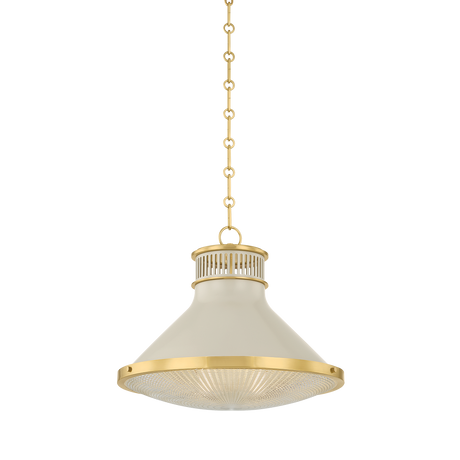Hudson Valley Lighting Highclere AGED BRASS/OFF-WHITE 17.75W x 14.5H Pendant