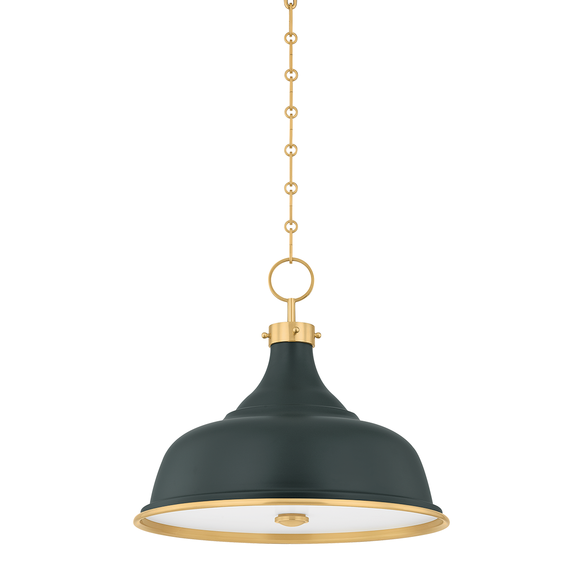 Hudson Valley Lighting Painted No. 1 AGED BRASS/SOFT STUDIO GREEN 18.25W x 16H Pendant
