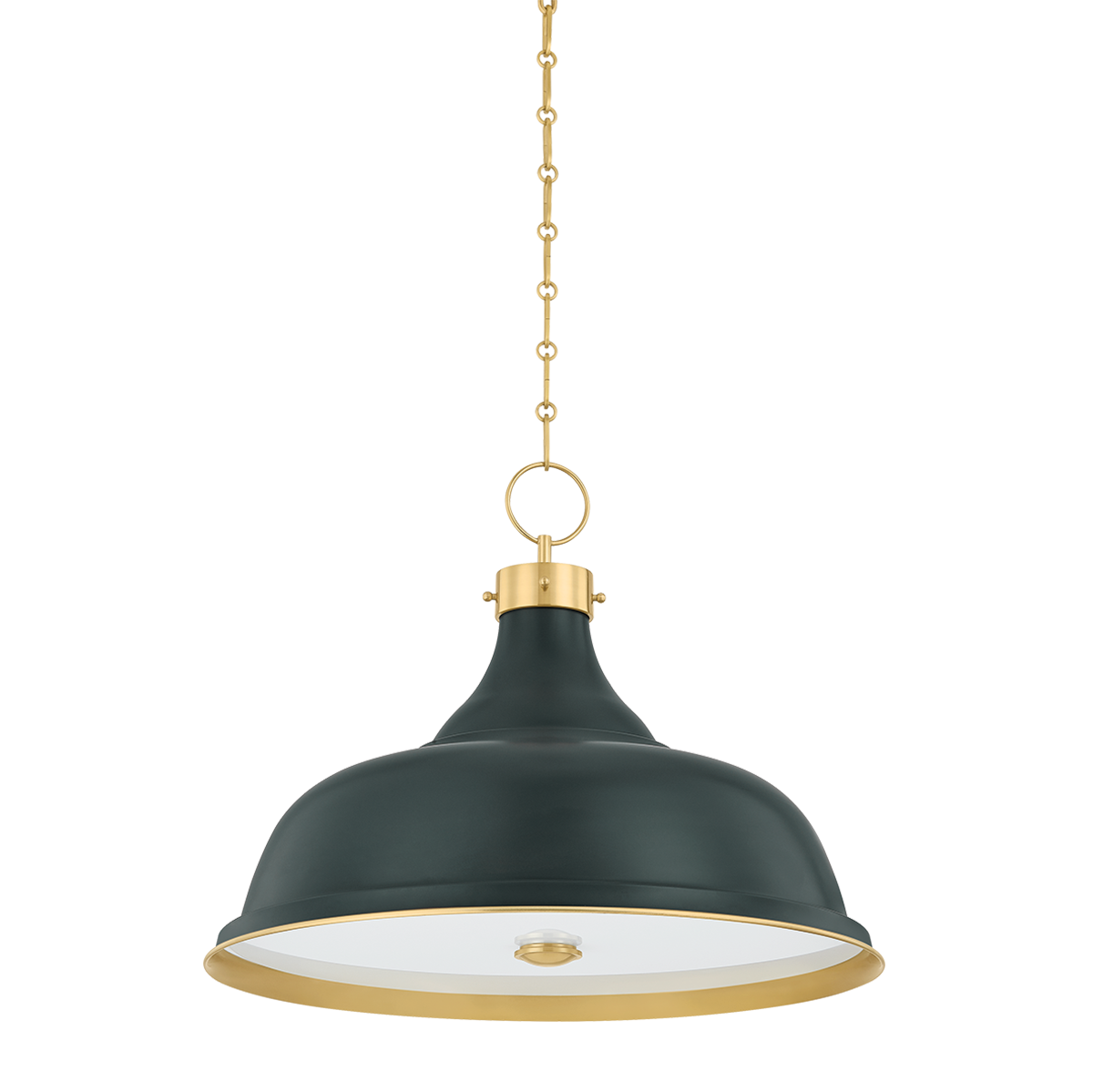 Hudson Valley Lighting Painted No. 1 AGED BRASS/SOFT STUDIO GREEN 23.5W x 18.75H Pendant