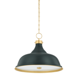 Hudson Valley Lighting Painted No. 1 AGED BRASS/SOFT STUDIO GREEN 23.5W x 18.75H Pendant