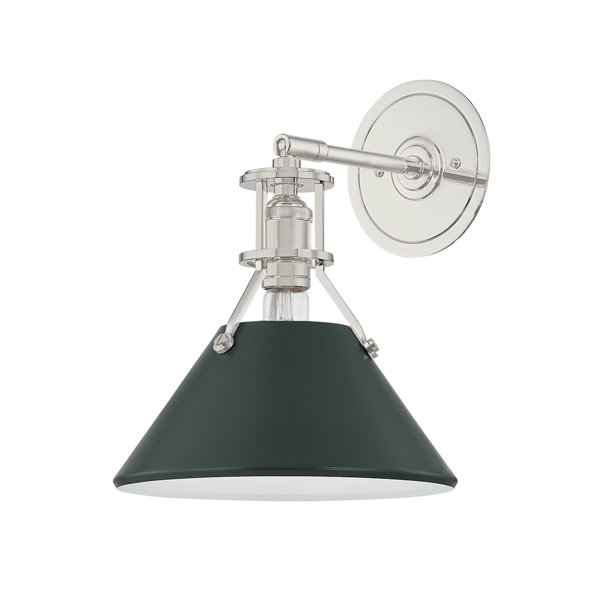 Hudson Valley Lighting Painted No. 2 POLISHED NICKEL/SOFT STUDIO GREEN 9.5W x 12H Wall Sconce
