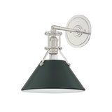 Hudson Valley Lighting Painted No. 2 POLISHED NICKEL/SOFT STUDIO GREEN 9.5W x 12H Wall Sconce