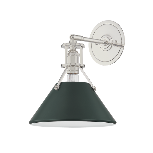 Hudson Valley Lighting Painted No. 2 POLISHED NICKEL/SOFT STUDIO GREEN 9.5W x 12H Wall Sconce