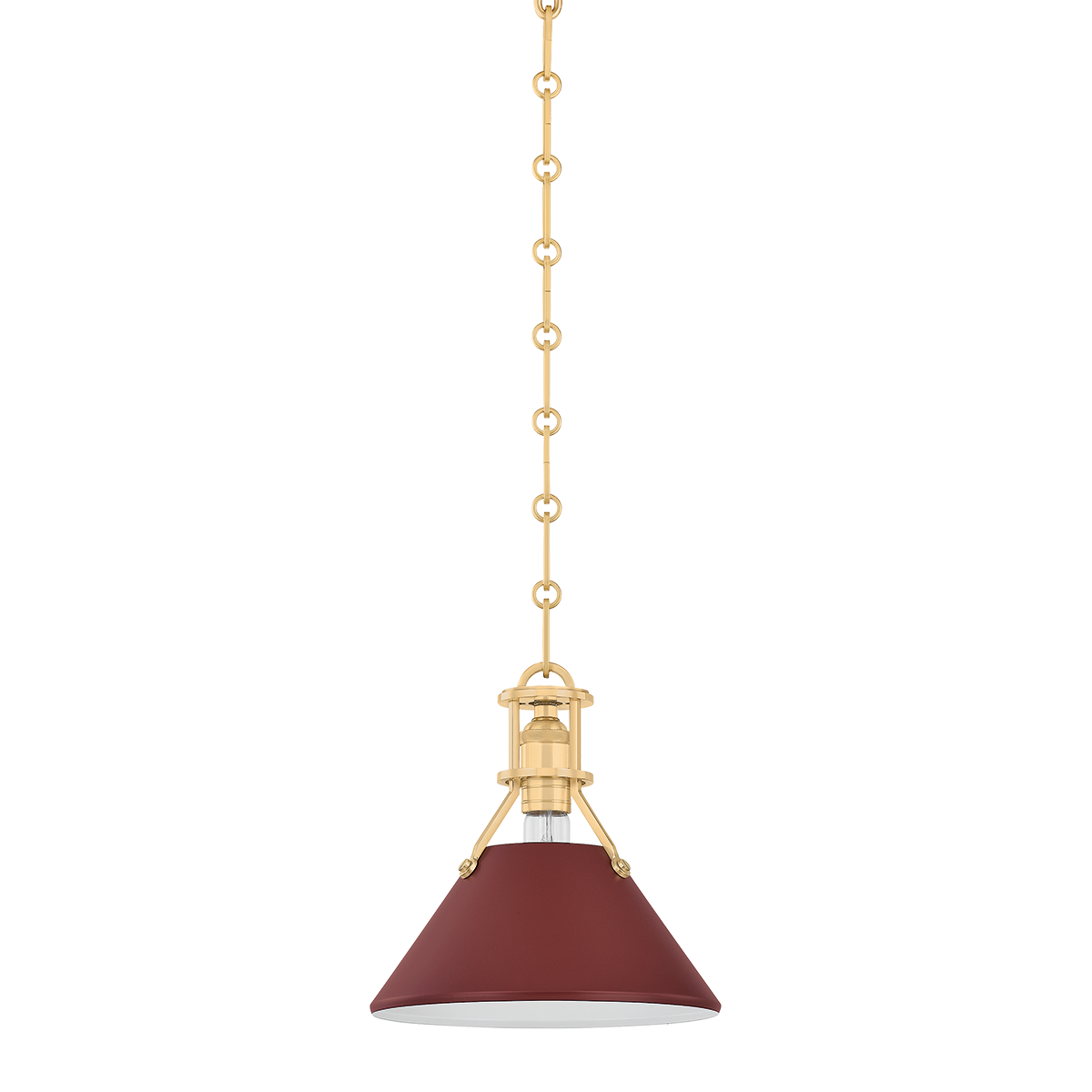 Hudson Valley Lighting Painted No. 2 AGED BRASS/SOFT CRIMSON 9.5W x 9.25H Pendant