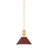 Hudson Valley Lighting Painted No. 2 AGED BRASS/SOFT CRIMSON 9.5W x 9.25H Pendant