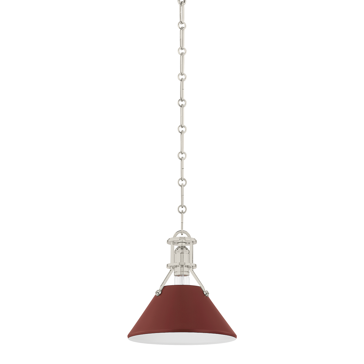 Hudson Valley Lighting Painted No. 2 POLISHED NICKEL/SOFT CRIMSON 9.5W x 9.25H Pendant