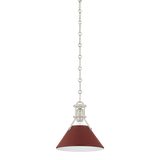 Hudson Valley Lighting Painted No. 2 POLISHED NICKEL/SOFT CRIMSON 9.5W x 9.25H Pendant