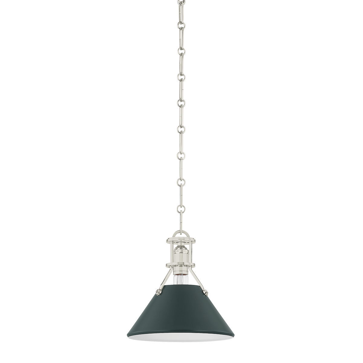 Hudson Valley Lighting Painted No. 2 POLISHED NICKEL/SOFT STUDIO GREEN 9.5W x 9.25H Pendant