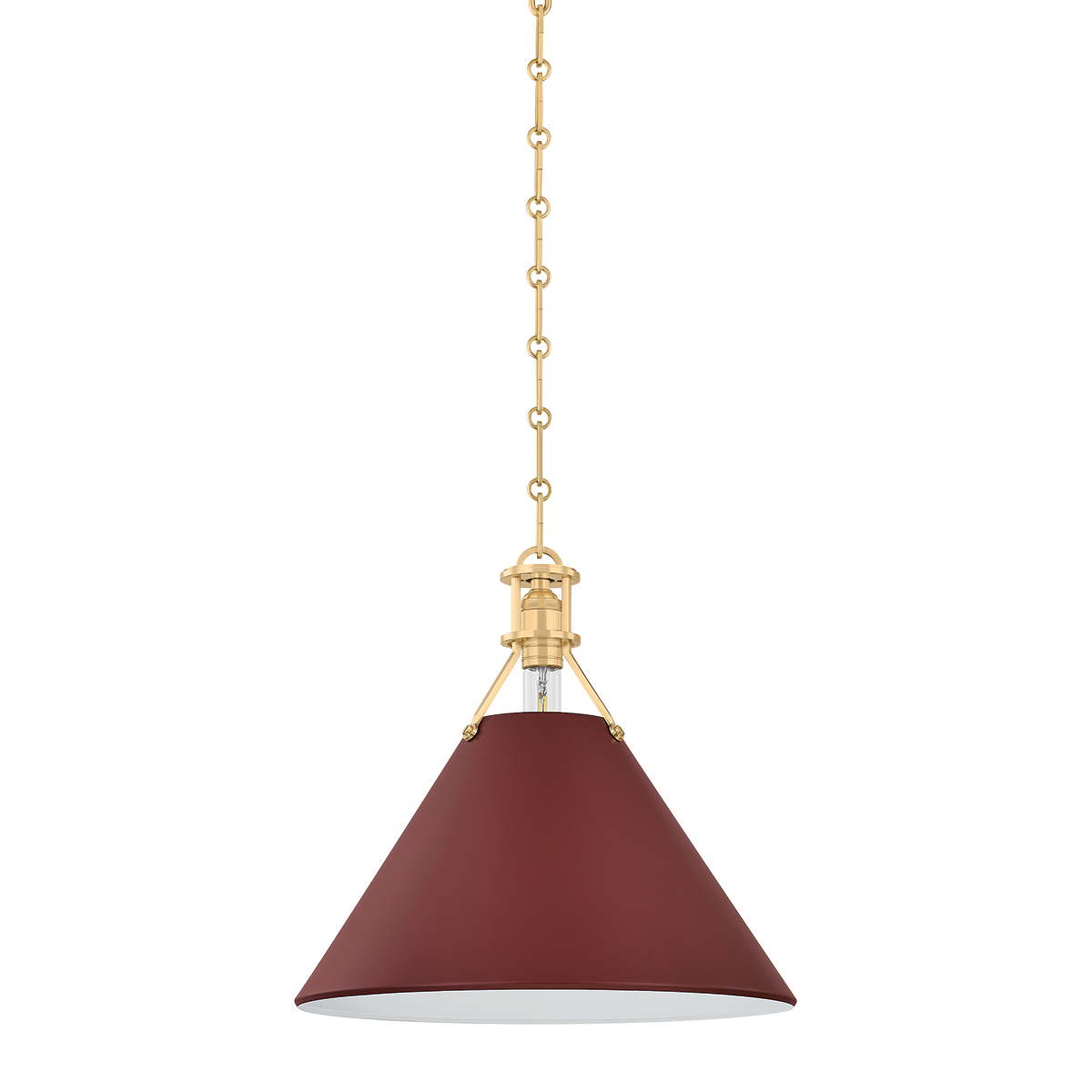 Hudson Valley Lighting Painted No. 2 AGED BRASS/SOFT CRIMSON 16W x 14.75H Pendant
