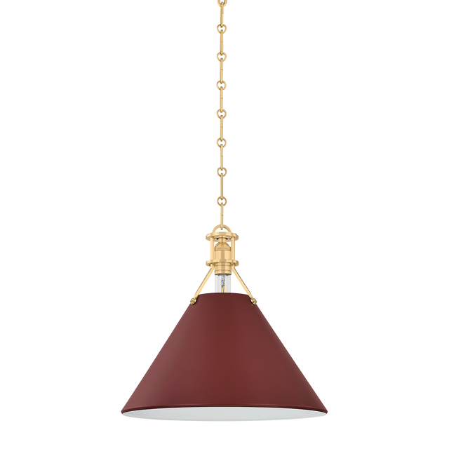 Hudson Valley Lighting Painted No. 2 AGED BRASS/SOFT CRIMSON 16W x 14.75H Pendant