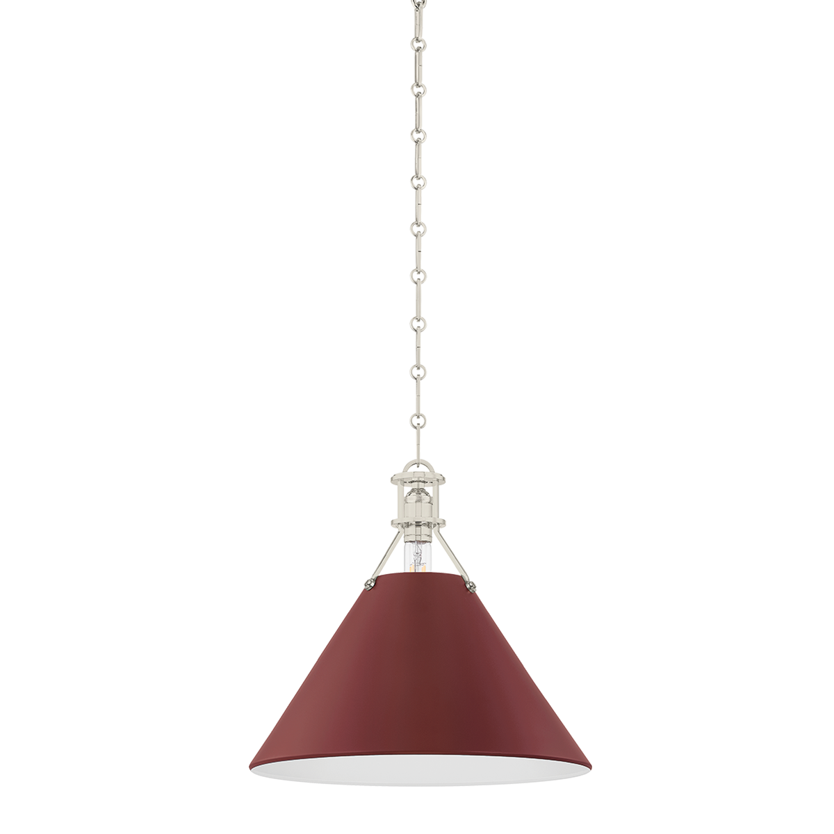 Hudson Valley Lighting Painted No. 2 POLISHED NICKEL/SOFT CRIMSON 16W x 14.75H Pendant