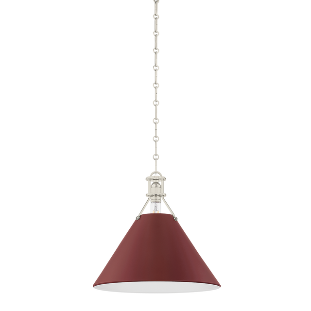 Hudson Valley Lighting Painted No. 2 POLISHED NICKEL/SOFT CRIMSON 16W x 14.75H Pendant