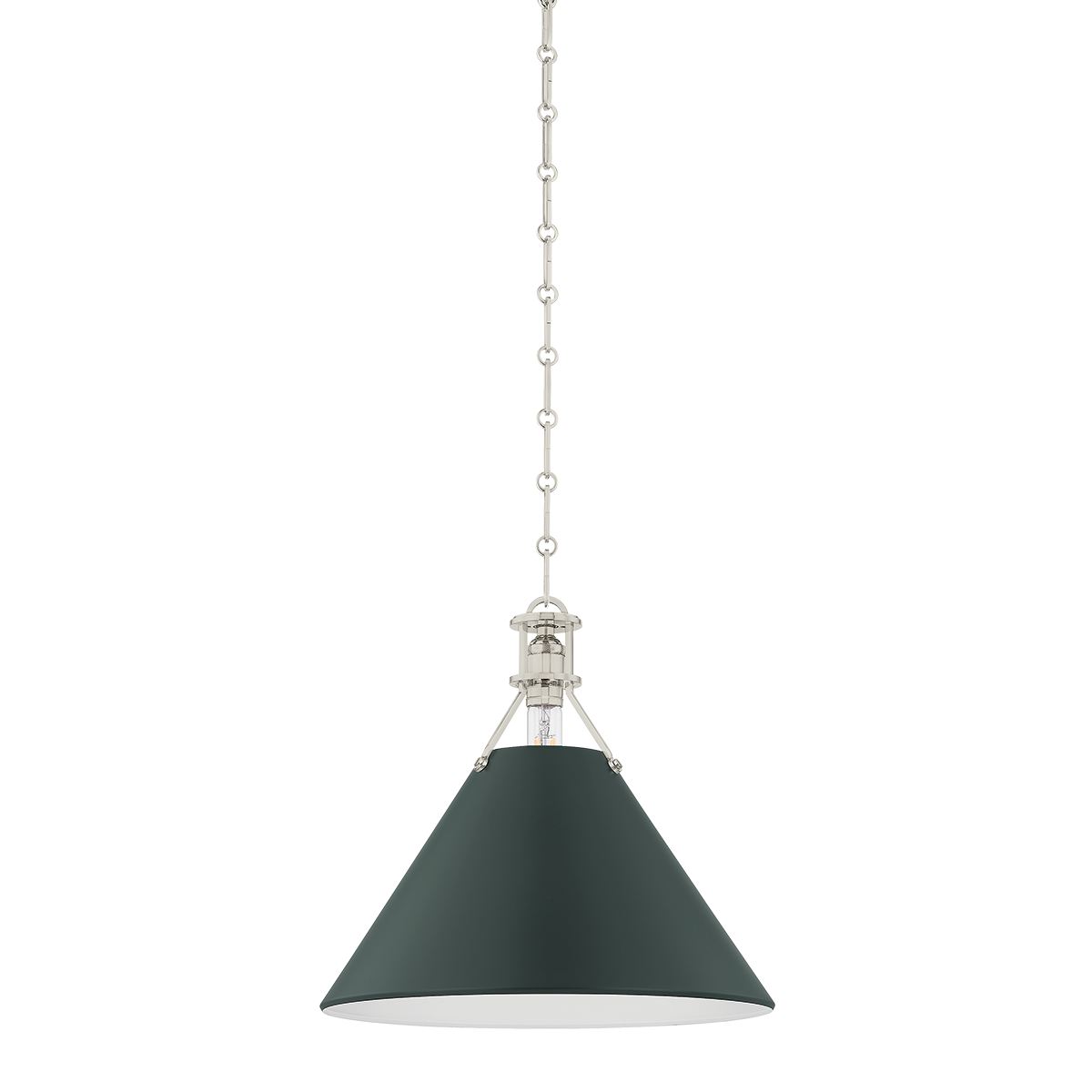 Hudson Valley Lighting Painted No. 2 POLISHED NICKEL/SOFT STUDIO GREEN 16W x 14.75H Pendant