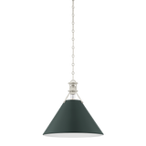 Hudson Valley Lighting Painted No. 2 POLISHED NICKEL/SOFT STUDIO GREEN 16W x 14.75H Pendant