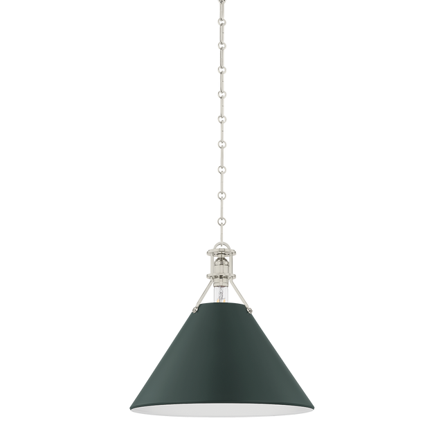 Hudson Valley Lighting Painted No. 2 POLISHED NICKEL/SOFT STUDIO GREEN 16W x 14.75H Pendant