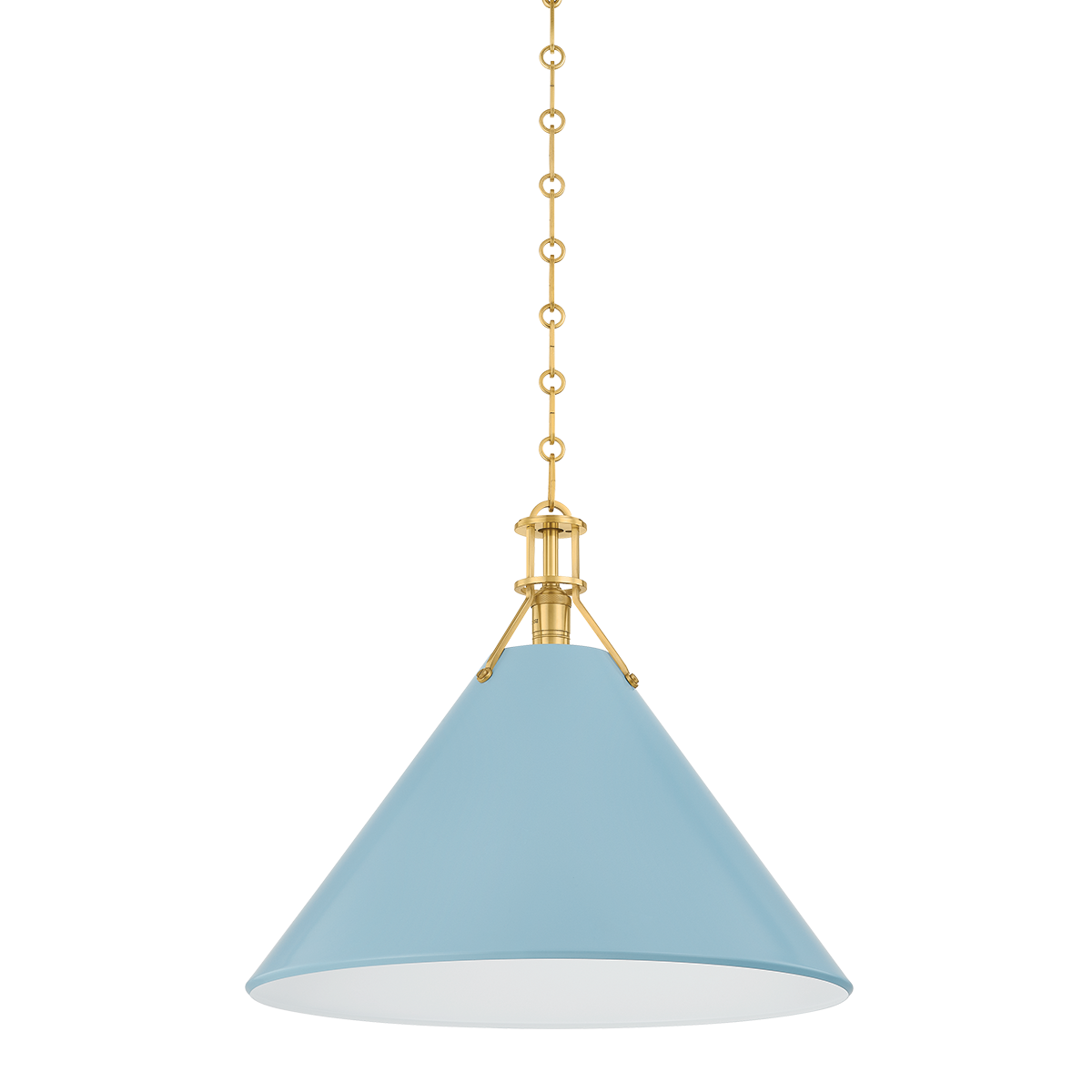 Hudson Valley Lighting Painted No. 2 AGED BRASS/BLUE BIRD 21W x 17.5H Pendant
