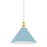 Hudson Valley Lighting Painted No. 2 AGED BRASS/BLUE BIRD 21W x 17.5H Pendant