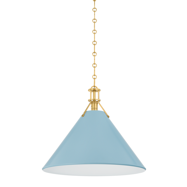 Hudson Valley Lighting Painted No. 2 AGED BRASS/BLUE BIRD 21W x 17.5H Pendant