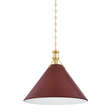 Hudson Valley Lighting Painted No. 2 AGED BRASS/SOFT CRIMSON 21W x 17.5H Pendant